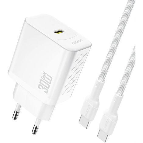 Dudao A27PCEU PD 30W GaN USB-C Wandladegerät mit USB-C-Kabel – Weiß (1/5)