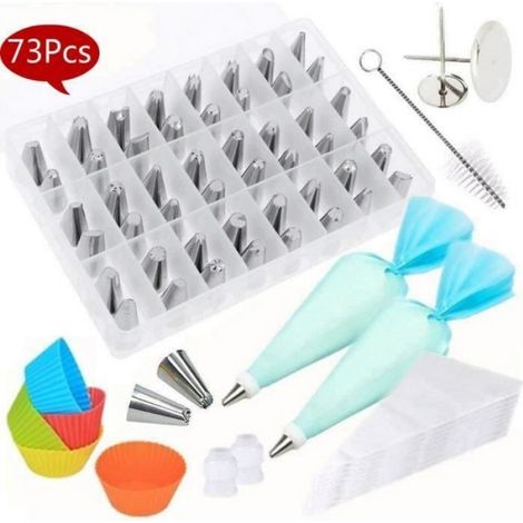 1 set Douille Patisserie, Acier Inoxydable, 73 pièces, Formes Multiples, Poche A Douille, Decoration De Gateau (1/4)