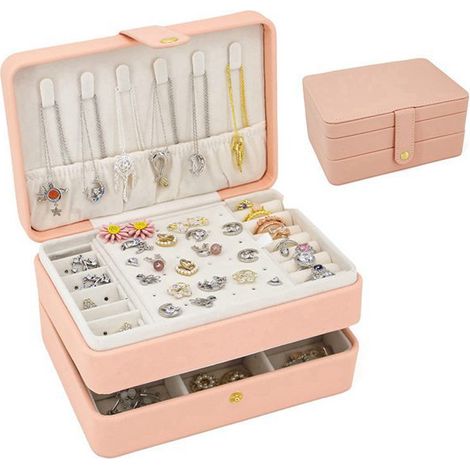 1 color: as pictured. Material: PU leather jewelry box, natural color. (1/5)