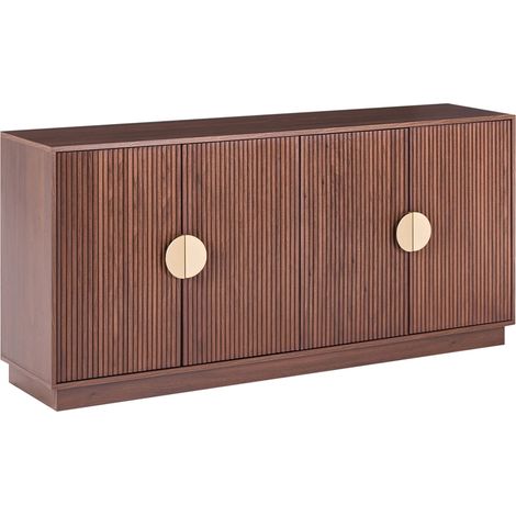 Sideboard 4 Door Dark Brown MDF Freestanding Cabinet with Shelves Fluted Front Home Storage Unit Highboard NUMURKAH (1/5)