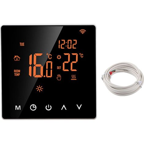 Programmable à écran Tactile, Intelligent pour Chaudière Murale, de Chauffage par Le Sol électrique (Bouton Blanc arrière Orange 16A) (1/5)