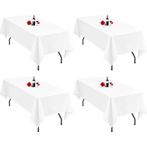 Paquet de 4 nappes Blanches rectangulaires Nappe, lavable, 153x260 cm, matière Tissu Polyester (1/5)