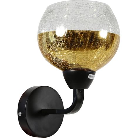 Applique murale Candellux Cromina noire E27 verre doré