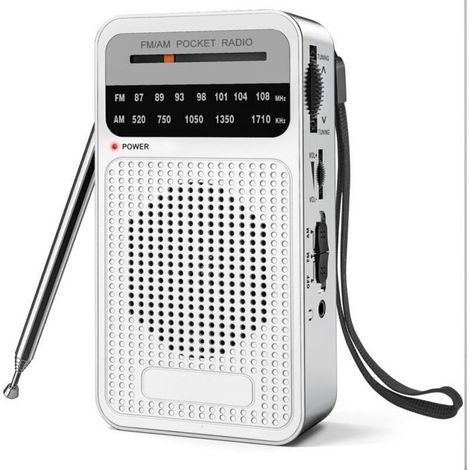 Radio portátil de transistores con conector para auriculares, radio de bolsillo, equipada con batería de 2A, para recepción a larga distancia. (1/4)
