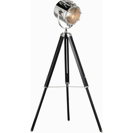 Endon Nautical - Lampadaire noir mat, plaque de nickel poli, E27 (1/5)