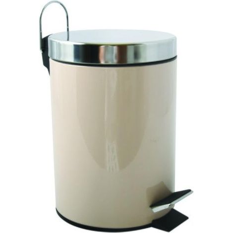 Poubelle Cosmétique Salle de Bain - Acier Inoxydable avec Seau Intérieur Amovible - Poubelle à Pédale Élégante - Compacte et Pratique - Beige - 3L (1/5)