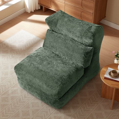 Sillón convertible en chaise longue 90 x 118 x 86 cm, verde, de espuma DESVIAE (1/5)
