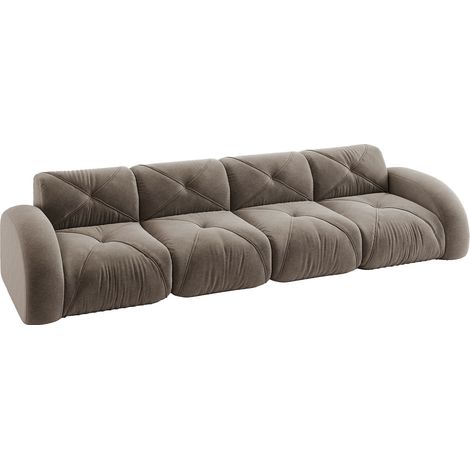 Canapé modulaire sans armature 4 places en tissu chenille marron, design antidérapant, sans montage (1/5)