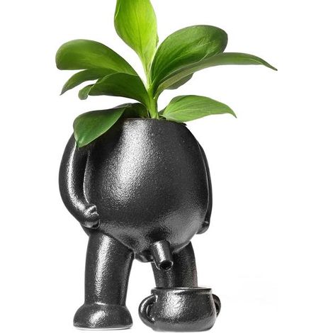Schwarzer Keramik-Blumentopf, lustiges Einzugsgeschenk, Balkon-Blumentopf (1/5)