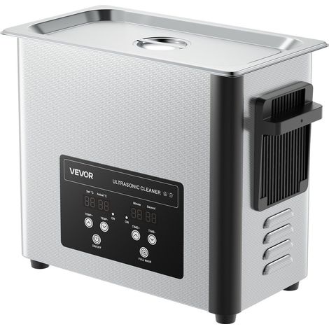 Nettoyeur à ultrasons 6 L professionnel avec panier et affichage numérique 120 W en acier inoxydable pour montres bijoux pièces (1/5)