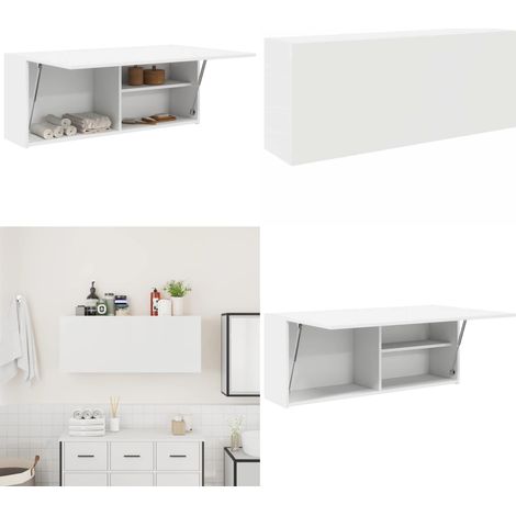 vidaXL Armoire murale de bain blanc 100x25x40 cm bois d'ingénierie (1/5)
