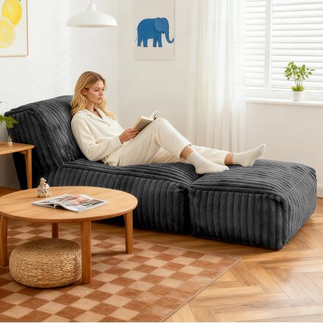 Divano letto modulare da pavimento 160 x 80 x 66 cm, grigio scuro, senza montaggio, flanella HAVRYA (1/5)