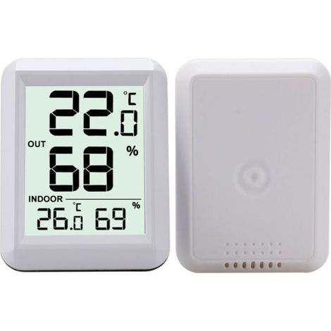 HOXILEELEOThermomètre Intérieur et Extérieur, Thermomètre Connecté avec Capteur Extérieure sans Fil, Thermomètre Hygrometre Numérique avec (1/4)
