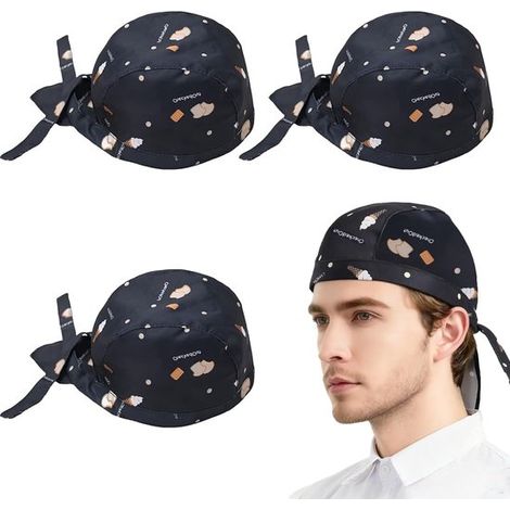 Set di 2 cappelli da chef bianchi con elastico – Cappello da chef comodo e traspirante per uso professionale e domestico (1/4)