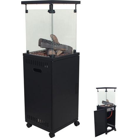 Stufa Patio a gas gpl 11 Kw con accensione piezoelettrica e legnetti decorativi - Riscaldatore da esterno decorativo 42x42x H 140cm - Ideale per bar, ristoranti, strutture (1/5)