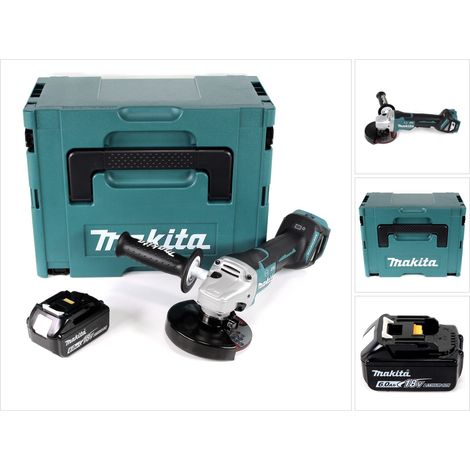Makita DGA 517 G1J Mini amoladora angular a batería 18V LXT 125 mm en Makpac 3 + 1x Batería BL1860 6,0 Ah - Sin cargador incluido