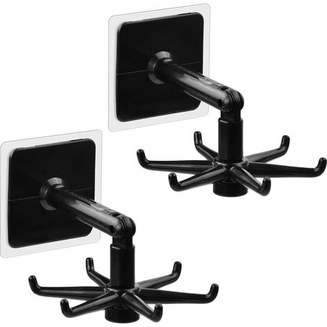 Barre de suspension pivotante à 360° pour ustensiles de cuisine, lot de 2, installation sans perçage, porte-ustensiles avec 6 crochets, pour la cuisine, la penderie et la salle de bain (1/5)