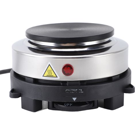 Plaque chauffante électrique compacte 500 W en acier inoxydable, 6 vitesses, température réglable, compatible avec les cafetières italiennes (prise US 110 V). (1/5)