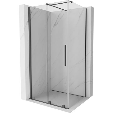 Mexen Velar ausziehbare Duschabtrennung 90 x 75 cm, transparent, gun gray gebürstet - 871-090-075-01