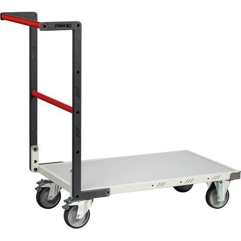 FIMM Plattformwagen mit festem Bügel und MDF-Platte Ablagefläche 850x495mm 250kg Tragkraft