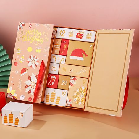 Calendrier de l'Avent vide à remplir, coffret DIY pour Noël, boîte de 24 cases dorées, kit créatif de calendrier surprise, décoration festive à personnaliser (1/3)
