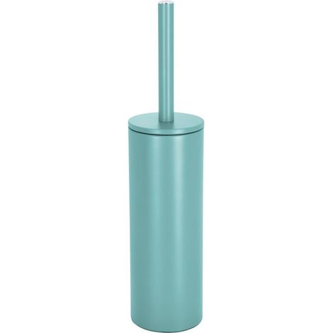 1 - Brosse WC - Support Acier - Tête Interchangeable - Récipient Hygiénique Fermé - Pour Salle De Bain - Bleu Turquoise - 40x9.5x9.5cm