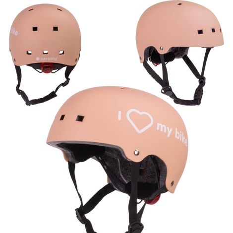 Casco da bicicletta per bambini, protettivo, regolabile, per monopattini e skateboard, taglia S 50-54 cm, luce LED, chiusura magnetica, albicocca