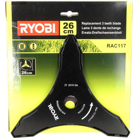 Lame de débroussailleuse 3 dents 260mm – Coupe nette pour terrains accidentés – Compatible avec Ryobi RBC1226I, RBC254FSB