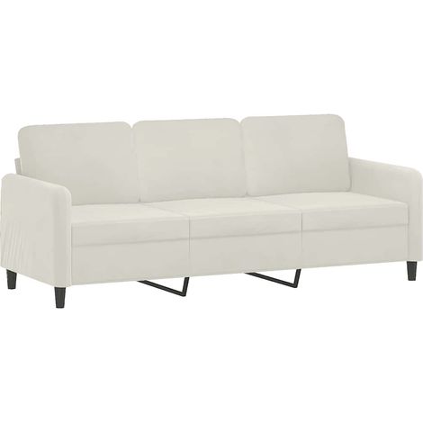 Divano a 3 Posti Sofa Crema 180 cm in Velluto (1/5)