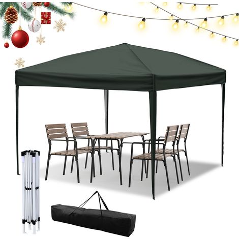 Randaco Pabellón de 3 x 3 m, pabellón plegable para jardín, altura ajustable, con bolsa de transporte, resistente al agua, estable, protección UV, carpa plegable para fiestas al aire libre, gris
