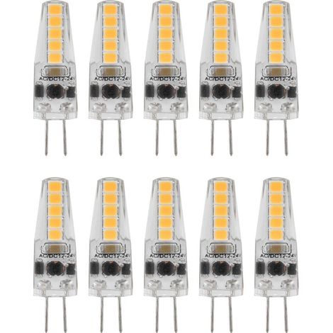 10pcs G4 LED Bulbs 2W Bi Pin Base Dimmable Bulbs for Chandelier Ceiling Lamp Of Table White Hot 3000K AC 1224V (1/5)