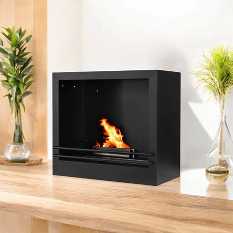 Dmora - Chimenea de bioetanol Dstefanell, Chimenea ecológica, Hogar sin humo, Calefactor de etanol, Made in Italy, 58x28 h52 cm, Negro (1/5)