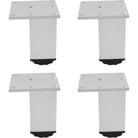 Pieds de meubles carrés, blancs, 6,86,86 cm, 4 pieds réglables en alliage d'aluminium, pieds de canapé. (1/5)