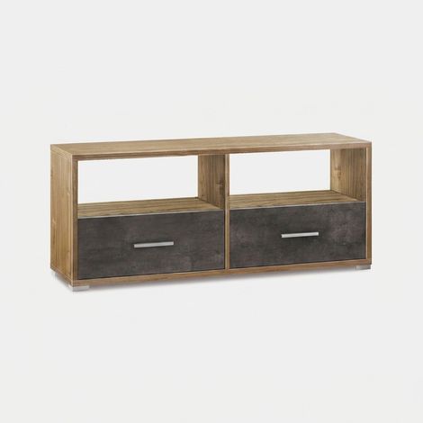 Mueble TV bajo de salón con 2 cajones Double - Negro