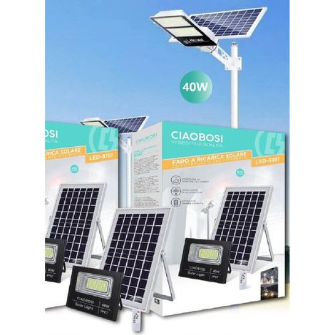 Linq - Faro Faretto Led Pannello Solare Fotovoltaico Ip67 40 W Con Telecomando Led-8191 - (1/2)