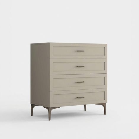 Kommode mit 4 Schubladen aus Melamin für das Schlafzimmer Solaria - Taubengrau (1/4)