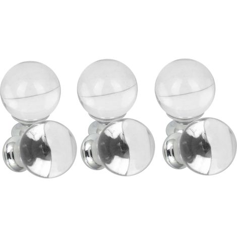 Domino Elegante Crystal D Möbelknopf 30mm in Chrom & Weiß  6 Stück (1/5)