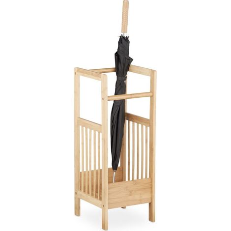 1 Porte-parapluies bambou, design naturel, 2 poignées, forme carrée, entrée bureau magasin (1/5)
