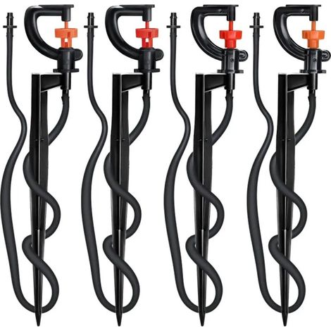(Lot de 5) 5 arroseurs rotatifs à 360° pour micro-irrigation avec piquet de 21 cm et raccord cannelé 1/4" pour pelouse, ferme et serre.