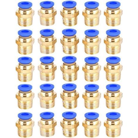 Lot de 25 raccords rapides G1/4 pc6-02 pour tuyau et outils pneumatiques- (1/5)