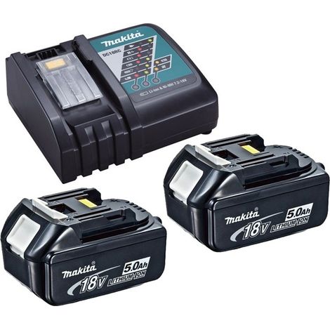 2 x Genuine Makita 18V 5.0Ah LXT Lithium Battery BL1850 + DC18RC Fast Charger