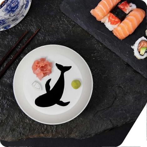 Assiette ronde en forme de baleine - Fabriquée en plastique - Convient pour les vinaigrettes balsamiques, l'huile d'olive et la (1/5)