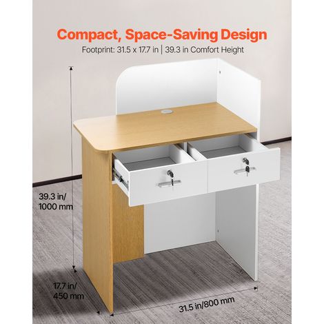 Comptoir de Réception - 80 cm Bureau d'Accueil avec Éclairage LED (1/5)