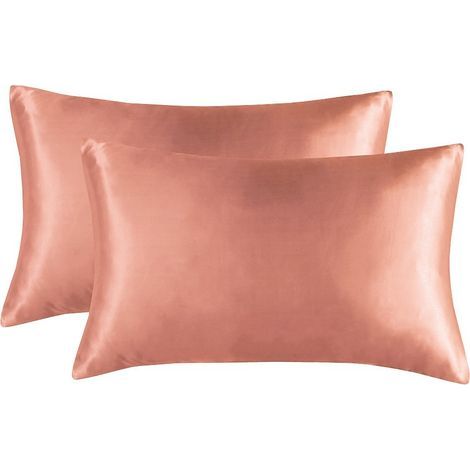 Ensemble de taies d'oreiller orange Premium (Lot de 2) — Taies d'oreiller en soie double face (Spécialement conçues pour le soin de la peau et des cheveux) — Lavables, design « Luxe léger » (50 x 66 c (1/5)