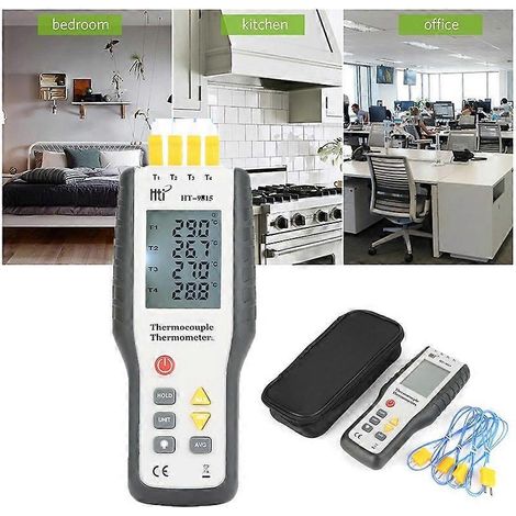 Thermomètre numérique HT-9815 à 4 canaux avec capteur thermocouple de type K (1/4)