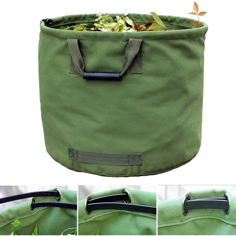 Sac de jardin robuste 46x56cm, vert, avec poignées renforcées, idéal pour ramassage feuilles et déchets végétaux, sac à main pratique pour jardinage. (1/5)
