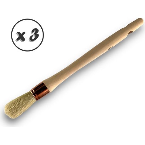 Pinceau de Pouce Brosse ronde Soie Blanche Diamètres variés - Quantité x 3 - Soie n° 0 - Ø 18 mm