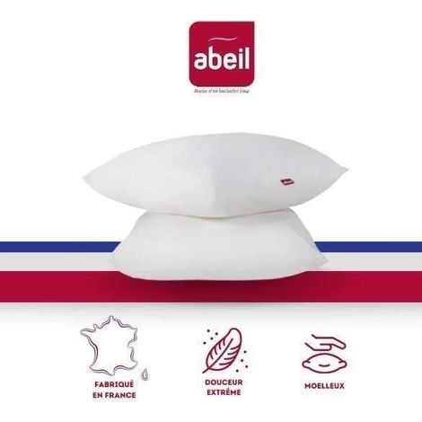 ABEIL Lot de 2 Oreillers Douceur - 60 x 60 cm - Blanc (1/5)