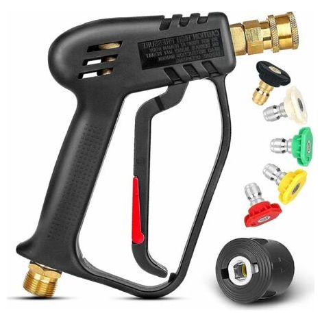 QORVA-Pistolet nettoyeur haute pression 4000 PSI avec 5 buses de pulvérisation interchangeables, pistolet de lavage à jet avec connexion rapide 1/4" et coupleur M22 (1/5)