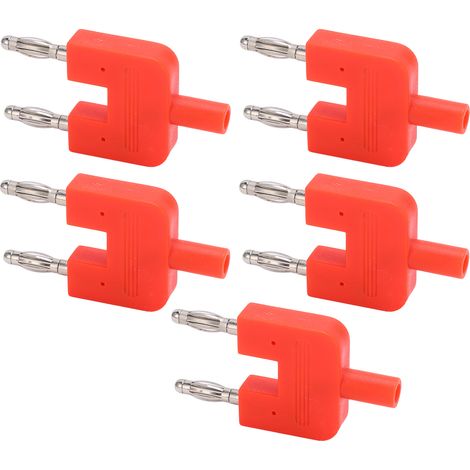 5 Prises Banane Double Rangée 1 Femelle vers 2 Mâles Forte Connectivité Bonne Conductivité Rouge (1/5)